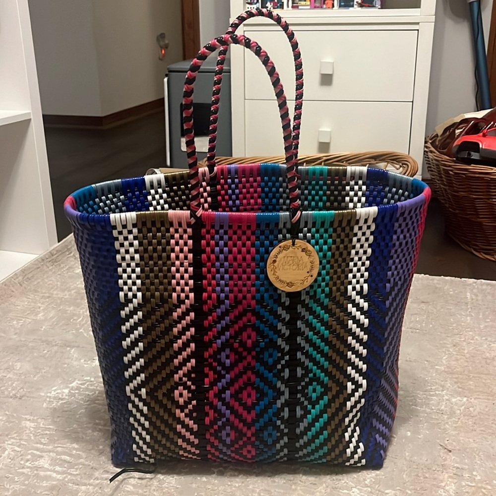 Maria Victoria PVC Multicolor Double Handle Bag Handcrafted in Mexico-